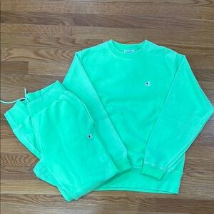 Champion Neon Green Sweatshirt and Joggers Set